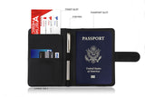 Melsbrinna Premium Leather Passport Holder Covers Case, Waterproof Rfid Blocking Travel Wallet Passport Holder with Pen Holder, Cute Passport Book for Women/Men (Simplicity, AH-Black)