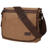 Modoker Messenger Bag for Men, 13 Inches Laptop Satchel Bags, Canvas Shoulder Bag with Bottle Pocket, Brown