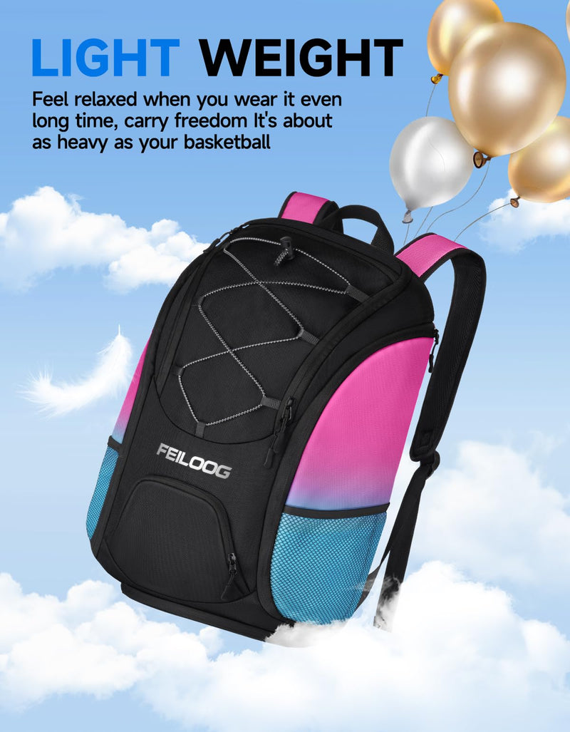 FEILOONG Basketball Backpack Bag with Ball Holder Shoes Compartment, Large Basketball Accessories Sports Gym Bag Fits Football Volleyball