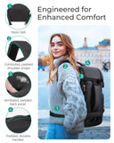 BAGSMART Womens Backpack Carry On Flight Approved, Travel Backpack for Women with Waist Bag,Traveling Lightweight Weekender Casual Daypack 17.3" Laptop Work Back pack Personal Item Bag,Champagne