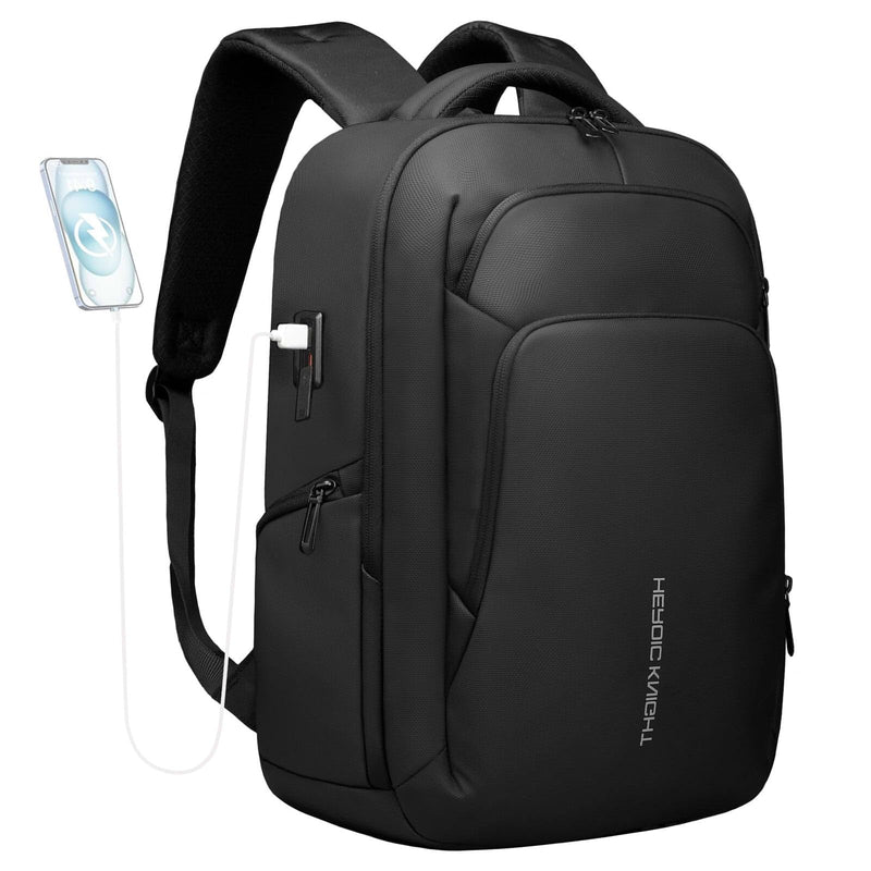 17.3 Inch Laptop Backpack for Travel Work Office College, 30L Water Resistant Casual Daypack, Lightweight Computer Backpack for Men Women, Business Laptop Bag with USB Charging Port - Black