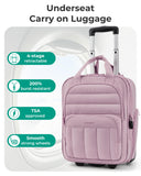 BAGSMART Small Underseat Carry on Luggage with Wheels, 16 inch Small Under Seat Luggage, Lightweight Travel Suitcase for Women, Mist Purple