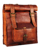 URBAN DEZIRE Men's 17 inch Leather Vintage Roll On Laptop Backpack Rucksack knapsack college bag
