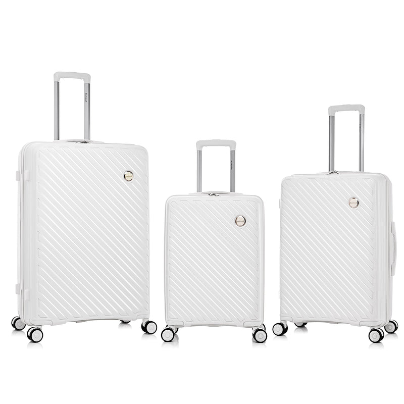 Rockland Prague Hardside Luggage with Spinner Wheels, Ivory, 3-Piece Set (20/24/28)