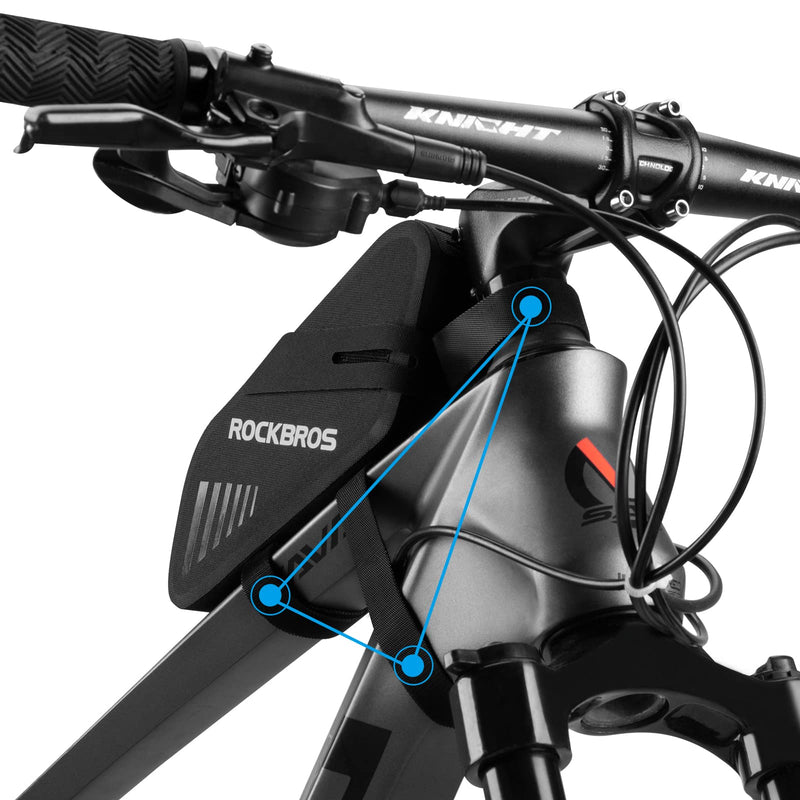 ROCKBROS Bike Seat Bag, Waterproof 0.6L Bike Seat Bag Frame Bag, Lightweight Bike Saddele Bag Top Tube Bag, Bike Accessories for Mountain MTB Road Foldable Bikes