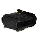 Chanel, Pre-Loved Black Quilted Shearling Paris Hamburg Small Backpack, Black
