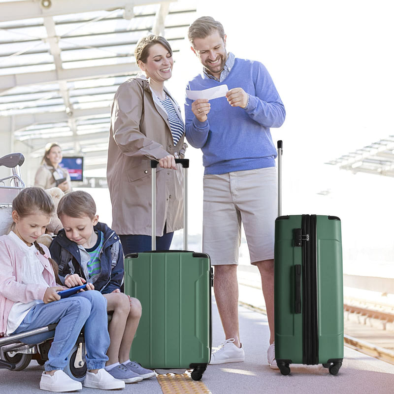 Merax 28 Inch Checked-Large Luggage with Wheels Aluminum Alloy Corner Hard Shell Suitcase TSA Luggage Suitcases for Travel Woman Men(Green)