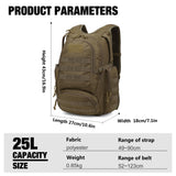 Mardingtop 25L Tactical Backpacks Molle Hiking daypacks for Camping Hiking Military Traveling Motorcycle Khaki