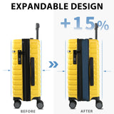 EMPSIGN Carry On Luggage with Spinner Wheels, Hard Shell Carry-On Expandable Suitcase 21x14x9 Airline Approved & Built-in TSA Lock, Durable Travel Rolling Suitcase, Carry-On 20-Inch, Yellow
