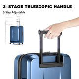 Luggage Sets 2 Piece, Carry On Luggage with Front Pocket & USB Port and 28 Inch Expandable Checked Luggage with Top Opening, Durable PC Hardside Suitcases with Spinner Wheels & TSA Lock, Blue (20/28)