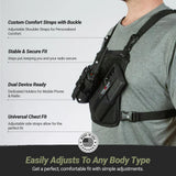 Lone Peak US Made Radio Chest Rig Harness w/phone holster -Sling Bag Alternative Search and Rescue Shoulder Vest - Outdoor EDC Tactical bag for men - Radio Chest Pack for running, hunting, Hiking, EMS