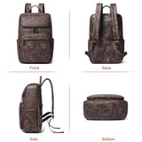 tiamyi leather travel backpack for men and women, flap top laptop backpack fits 17.3 inch computer with luggage strap and separate padded compartment, coffee