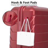 Ningering Wine Red 3 Piece Luggage Set, ABS Hardshell Suitcase with Spinner Wheels, Travel Carry on Suitcases with Combination Lock, 20/24/28 Inch (WINE RED)