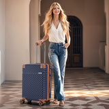 Cosbarn Luggage Sets 5 Piece with TSA Lock Spinner Wheels, Unisex Hard Case ABS Suitcase Set, Hardshell Lightweight Waterproof Travel Hardside Suitcases with Wheels for Women Men, Dark Blue