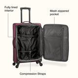 U.S. Traveler Anzio Softside Expandable Luggage with Spinner Wheels, Burgundy, 26-Inch Medium