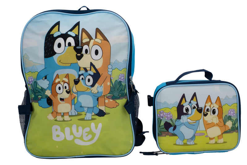 BLUEY 2 Piece Backpack Set, Pre school Girls & Boys 16" Travel Bag, Blue