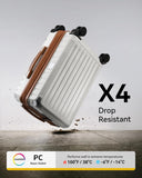 LUGGEX Carry On Luggage 22x14x9 Airline Approved, PC Expandable Hard Shell Suitcases with Spinner Wheels, 20 Inch, Brown Black