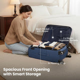 New York XPress Softside Luggage Sets 2 Piece,Expandable15% Lightweight Durable Suitcase Sets Double Spinner Wheels w/Combination LOCK （Blue,20in/26in）