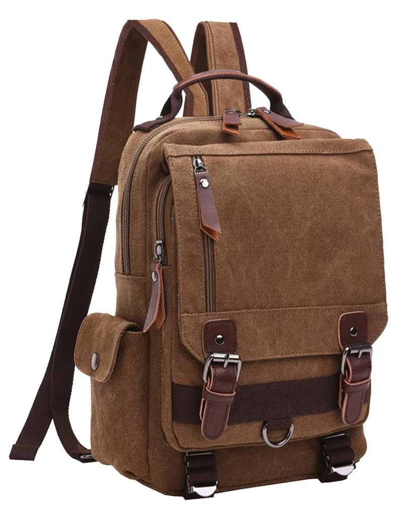 mygreen Vintage Canvas Cross Body Messenger Backpack Rucksack for Men Casual Book Bag Sports Daypack