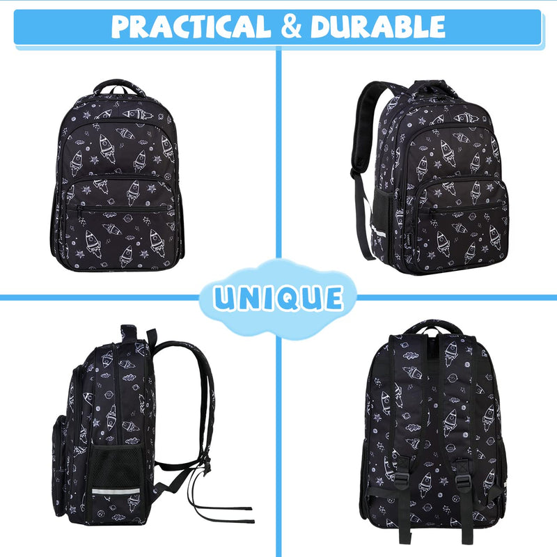 VASCHY Kids Backpack for Elementary School, Boys Large Bookbags School Bags for Primary School Students Travel Space