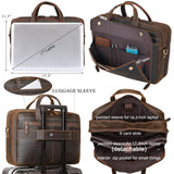 Masa Kawa Vintage Full Grain Leather Briefcase for Men 17" Laptop Computer Brief Case Business Travel Work Messenger Cross Body Shoulder Bag