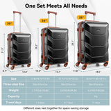 Hoteel Luggage Sets 3 Piece, 4-Year Warranty, Durable Suitcase Set with Spinner Wheels, ABS Hard Shell Lightweight Luggage with TSA Lock, Large Checked Travel Suitcases, Black(20/24/28)