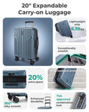 BAGSMART Carry On Luggage 22x14x9 Airline Approved, Lightweight luggage with Spinner Wheels, 20 Inch Expandable Hardside Carry On Suitcase with TSA Lock Rolling Travel suitcase Carry-On, Royal Blue