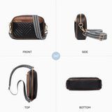 BOSTANTEN Quilted Crossbody Bags for Women Vegan Leather Purses Small Shoulder Handbags with RFID Blocking, Black with Brown