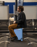AOTOS Smart Rideable luggage-Roller carry-on luggage 22x14x9-TSA, Airline-Approved 22 inch Hardshell,Zipperless Travel Suitcase with Rolling WheelsApp Control -Cabin Suitcase for Airport Travel(Blue)