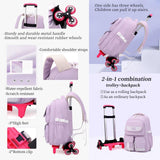 MITOWERMI Rolling Backpack for Girls, Backpack with Wheels for Boys, Kids Roller Trolley Bags Wheeled School Bookbag Blue-6 wheels