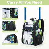 KAVIGOR Youth Baseball Bag, Softball Bag for Girls & Boys, Kids Tball Backpack with Shoes Compartment