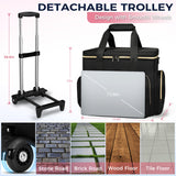 Ytonet Rolling Teacher Bag, 15.6 Inch Rolling Laptop Bag with Detachable Dolly & File Teacher Tote, Large Roller Briefcase for Women Teaching Office Work Craft Nurse, Black