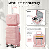 TRAVELEO 4 Piece Expandable Hardshell Pink Luggage Sets with Spinner Wheels, Lightweight Travel Suitcase Set with TSA Locks, 20 inch Carry On for Women (Pink, 4 Piece Set)