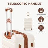 Suitour 4 Piece Luggage Sets, Hard Shell Suitcase Set with Spinner Wheels 16 20 24 28inch Travel Sets(Beige Tan)