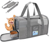 Refrze Cat Carrier,Dog Carriers for Small Dogs Medium Cats Pet Carrier up to 15 Lbs, TSA Airline Approved Cat Carrier Soft, Cat Dog Crate Travel Bag,Grey