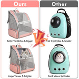 Cat Backpack Carrier, Large Pet Backpack with Kitten Wand Feather Toy for Medium Small Dog Cat Puppy Kitty Bunny up to 15lbs, Ventilated Mesh Dog Travel Carrier for Hiking Walking Outdoor Use (Pink)