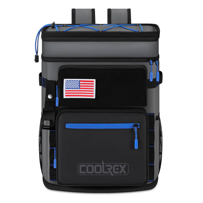 COOLREX Large Backpack Cooler 36 Can Cooler Backpack with 2 Insulated Compartments Leak Proof Waterproof Travel Backpack, Camping Beach Picnic Lunch Thermal Bag for Women and Men (Gray)