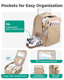 BAGSMART 30L Travel Backpack for Women, Carry on Backpack for Airplanes, Gym Backpack with Shoe Compartment, Lightweight Travel Bag Fits 15.6 Inch, Water-Resistant, Desert