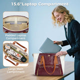 MATEIN Laptop Tote Bag with Lunch Compartment Detachable, 15.6 Inch Insulated Work Tote Bag for Women PU Leather Work Purse with Lunch Compartment, Computer Handbag Commute Office