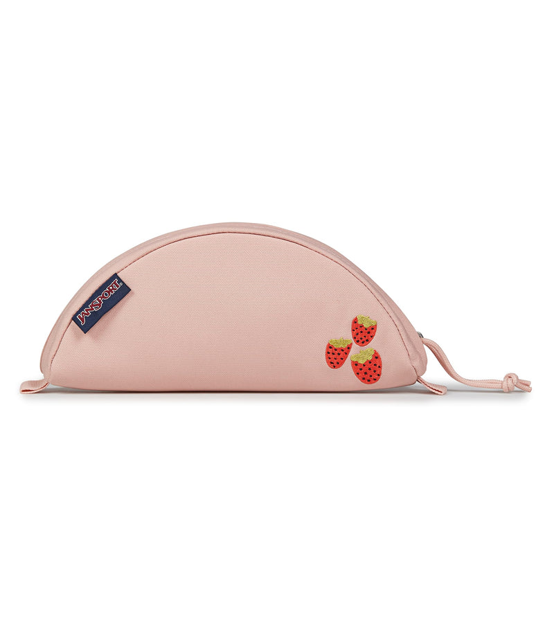 JanSport Luna Large Pouch – Padded Taco-Style Design with Main Zippered Compartment, Strawberry Embroidery
