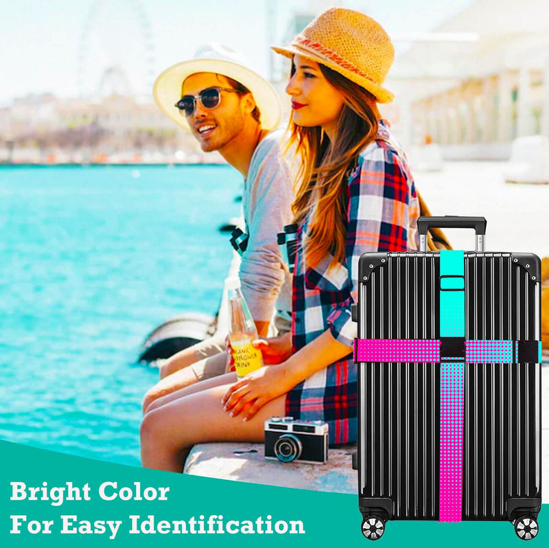 XioioiX Luggage Straps for Suitcases TSA Approved Easy Pack Organized Suitcase Strap, Luggage Strap, Luggage Belt Strap, Bag Straps for Luggage. Buckle Straps Travel Accessories (Gradient Dot)