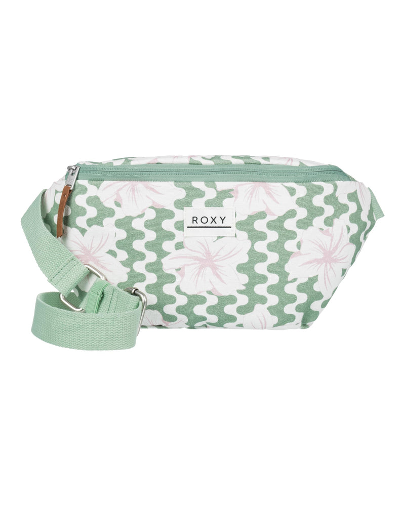 Roxy Women's Sling Bag | Crochet | Woven | Fanny Pack | Waist Bag | Travel | Beach | Vacation | Natural, Vanilla Smoothie - Basil Party Waves