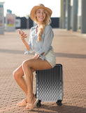 Comeria Checked 2 Sets 22 Inch/25 Inch Luggage, ABS+PC Hardshell Suitcase Lightweight Large Travel Luggage with Spinner Wheels & TSA Lock