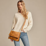 KALIDI Small Women's Shoulder Bags Vegan PU Leather Handbag Crossbody Shoulder Bag Anti-Theft Multiple Pockets with Adjustable Removable Shoulder Strap, Ginger, S