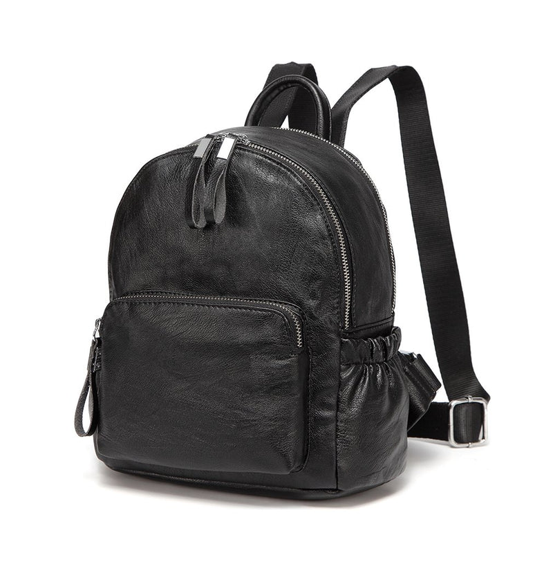 VASCHY Women's Backpack, Mini Backpack PU Leather Waterproof Fashion Small Casual Backpack Travel Backpack, Black, Small, Backpacks