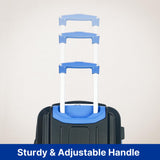 Olympia USA Apache II 22 Inch Expandable Rolling Carry On Lightweight Hardside Double 4 Wheel Spinner Luggage Suitcase with Locking System and Hidden Laptop Compartment, Black/Blue