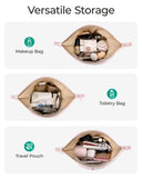 BAGSMART Makeup Bag Travel Toiletry Bag, Cute Make Up Bag, Large Capacity Cosmetic Bags for Women, Wide-open Makeup Pouch Travel Essentials Toiletries Accessories Brushes (Pink)