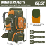 Bseash 70L (65+5) Waterproof Hiking Camping Backpack with Rain Cover, Outdoor Sport Travel Daypack for Climbing Touring (Army Green)