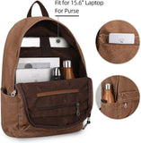 Muzze Canvas Backpack for Women and Men, Lightweight Classic Laptop Backpack with USB Charging Port for School, Travel and Daily Use, Khaki