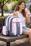 Eastsport Extra Large Backpack Expandable Oversized For Travel Hiking Work Camping Sports Outdoors With Drawstring Bag 18x13.5x9.5 Spring Floral Ash Grey